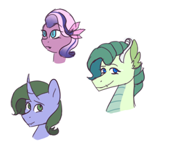 Size: 1800x1500 | Tagged: safe, artist:marimey, oc, oc only, oc:emerald fire, oc:flames love, oc:glow, dracony, hybrid, female, interspecies offspring, male, offspring, parent:rarity, parent:spike, parents:sparity, siblings, simple background, white background