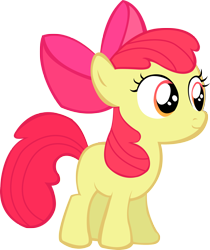 Size: 2000x2380 | Tagged: safe, artist:franpaz, apple bloom, earth pony, pony, g4, apple bloom's bow, bow, female, filly, hair bow, high res, orange eyes, red mane, simple background, smiling, solo, standing, transparent background, vector