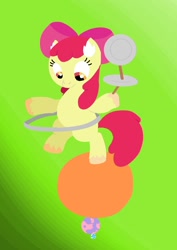 Size: 956x1352 | Tagged: safe, artist:peaches-n-charlotte, apple bloom, earth pony, pony, g4, ball, female, filly, loop-de-hoop, plate, solo