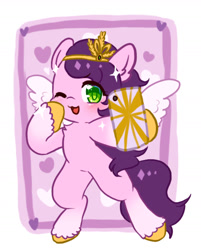 Size: 1255x1560 | Tagged: safe, artist:yilo, pipp petals, pegasus, pony, g5, :3, adorapipp, bipedal, blushing, chest fluff, colored pupils, cute, heart, hoof hold, phone, solo
