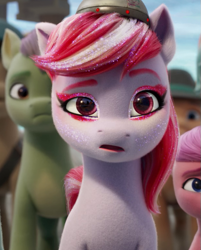 Size: 617x769 | Tagged: safe, screencap, sugar moonlight, earth pony, pony, g5, my little pony: a new generation, spoiler:my little pony: a new generation, 3d, anti-mind reading cap, cropped, female, mare