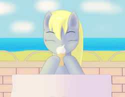 Size: 2888x2244 | Tagged: safe, artist:drakang, derpy hooves, earth pony, pony, g4, female, food, high res, ice cream, mare, solo, sunlight