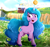 Size: 3742x3484 | Tagged: safe, artist:the-butch-x, izzy moonbow, pony, unicorn, g5, my little pony: a new generation, spoiler:g5, spoiler:my little pony: a new generation, ball, bracelet, cute, eyebrows, eyebrows visible through hair, female, flower, grass, high res, horn, horn guard, hornball, izzy's tennis ball, izzybetes, jewelry, mare, maretime bay, open mouth, open smile, raised hoof, shadow, smiling, solo, standing, tennis ball, unshorn fetlocks, zephyr heights