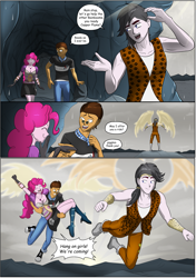 Size: 3541x5016 | Tagged: safe, artist:symptom99, pinkie pie, oc, oc:copper plume, equestria girls, g4, absurd resolution, believe copper plume, canon x oc, clothes, comic, commission, commissioner:imperfectxiii, copperpie, dialogue, female, glasses, happy, male, ponybooru import, shipping, straight, wings
