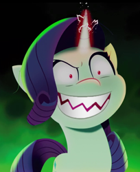 Size: 664x813 | Tagged: safe, edit, edited screencap, editor:wild stallions, screencap, rarity, g5, my little pony: a new generation, spoiler:my little pony: a new generation, evil rarity, james bond, jaws, jaws (james bond), metal teeth, possessed, silver teeth, sproutity