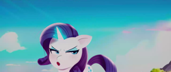Size: 1280x536 | Tagged: safe, screencap, rarity, sprout cloverleaf, pony, unicorn, g5, my little pony: a new generation, spoiler:my little pony: a new generation, evil, evil rarity, female, mare, pony history, possessed, prologue, rarisnap, red eyes, red pupils, start of ponies