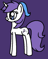 Size: 371x459 | Tagged: safe, artist:rainbowbro58, glory, pony, unicorn, g1, g4, cute, female, g1 to g4, generation leap, glorybetes, horn, mare, ms paint, purple background, purple tail, simple background, smiling, solo, standing, tail