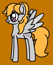 Size: 372x459 | Tagged: safe, artist:rainbowbro58, surprise, pegasus, pony, g1, g4, my pretty pony, adoraprise, cute, female, g0 to g4, g1 to g4, generation leap, mare, orange background, pink eyes, simple background, smiling, solo, spread wings, standing, tail, wings, yellow mane, yellow tail