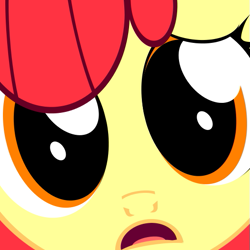 Size: 525x525 | Tagged: safe, artist:magicbiped, apple bloom, earth pony, pony, g4, close-up, face, female, filly, i want it now, looking at you, solo