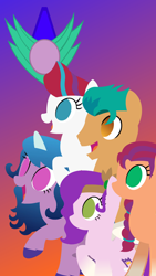 Size: 1080x1920 | Tagged: safe, artist:thunder-blur, hitch trailblazer, izzy moonbow, pipp petals, sunny starscout, zipp storm, earth pony, pegasus, pony, unicorn, g4, g5, my little pony: a new generation, spoiler:my little pony: a new generation, female, g5 to g4, male, mane five, mare, royal sisters (g5), siblings, silhouette, simple background, sisters, stallion