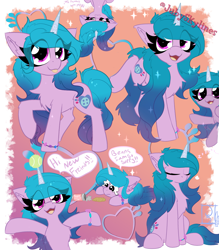 Size: 3307x3779 | Tagged: safe, artist:jubyskylines, izzy moonbow, pony, unicorn, g5, my little pony: a new generation, spoiler:my little pony: a new generation, :3, :p, ball, beans, chest fluff, crying, cute, dialogue, female, food, happy, hi new friend, high res, horn, hornball, izzy's beans, izzy's tennis ball, izzybetes, mare, medium sneaky, misspelling, sleeping, tennis ball, tongue out