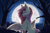 Size: 3084x2048 | Tagged: safe, artist:maybeweed, fluttershy, bat pony, firefly (insect), insect, pony, g4, bat ponified, fangs, flutterbat, full moon, grin, high res, moon, race swap, smiling, species swap