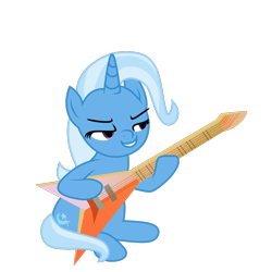 Size: 1200x1200 | Tagged: safe, artist:php178, derpibooru exclusive, gameloft, trixie, pony, unicorn, g4, 2021, animated, animated png, electric guitar, female, game, gameloft shenanigans, guitar, lidded eyes, mare, musical instrument, perfect loop, shredder, simple background, smiling, smirk, solo, transparent background, tweening