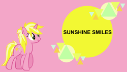 Size: 4400x2475 | Tagged: safe, artist:thebosscamacho, edit, editor:quoterific, sunshine smiles, pony, unicorn, g4, board, female, high res, mare, simple background, solo, text, wallpaper