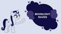 Size: 4400x2475 | Tagged: safe, artist:thebosscamacho, edit, editor:quoterific, moonlight raven, pony, unicorn, g4, board, female, high res, mare, simple background, solo, text, wallpaper