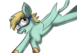 Size: 1100x758 | Tagged: safe, artist:tranzmuteproductions, oc, oc only, bat pony, pony, bat pony oc, cloven hooves, flying, goggles, simple background, solo, transparent background