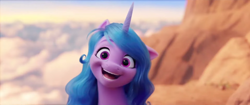 Size: 1302x545 | Tagged: safe, screencap, izzy moonbow, pony, unicorn, g5, my little pony: a new generation, 3d, :d, cute, female, izzybetes, mare, open mouth, open smile, smiling, solo