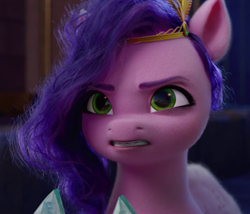 Size: 940x804 | Tagged: safe, screencap, pipp petals, pegasus, pony, g5, my little pony: a new generation, spoiler:my little pony: a new generation, 3d, angry, cropped, female, mare, messy mane, pipp petals is not amused, solo, unamused