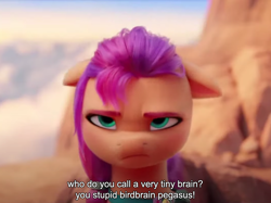 Size: 1066x799 | Tagged: safe, screencap, sunny starscout, earth pony, pony, g5, my little pony: a new generation, spoiler:my little pony: a new generation, 3d, dialogue, female, mare, solo, subtitles, unamused
