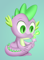 Size: 1590x2178 | Tagged: safe, artist:mirrorcrescent, spike, dragon, g4, fire breath, gradient background, male, solo