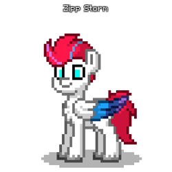 Size: 400x400 | Tagged: safe, zipp storm, pegasus, pony, pony town, g5, my little pony: a new generation, spoiler:g5, spoiler:my little pony: a new generation, colored wings, cyan eyes, female, folded wings, mare, shadow, simple background, solo, transparent background, unshorn fetlocks, wings