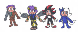 Size: 1280x529 | Tagged: safe, artist:spaton37, trixie, angel, human, g4, angelic wings, clothes, cosplay, costume, crossover, dark pit, humanized, jetstream sam, jewelpet, kid icarus, luea, male, shadow the hedgehog, sonic the hedgehog, sonic the hedgehog (series), traditional art, wings