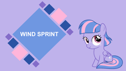 Size: 4400x2475 | Tagged: safe, artist:luckreza8, edit, editor:quoterific, wind sprint, pegasus, pony, g4, board, female, filly, high res, simple background, sitting, solo, text, wallpaper