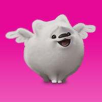 Size: 200x200 | Tagged: safe, cloudpuff, dog, flying pomeranian, pomeranian, g5, my little pony: a new generation, official, spoiler:my little pony: a new generation, bust, gradient background, icon, netflix, solo, stock render, winged dog
