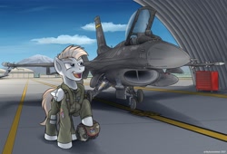 Size: 1920x1304 | Tagged: safe, artist:buckweiser, oc, oc only, pegasus, pony, aircraft, boeing, boeing c-17, boeing c-17 globemaster, f-16 fighting falcon, fighter pilot, jet, jet fighter, jet plane, male, pilot, plane, solo