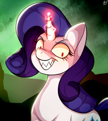 Size: 1632x1836 | Tagged: safe, artist:alexsc112, rarity, pony, unicorn, g5, my little pony: a new generation, spoiler:g5, spoiler:my little pony: a new generation, evil rarity, magic, possessed, red eyes, red eyes take warning, sharp teeth, solo, teeth