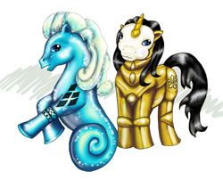 Size: 620x500 | Tagged: safe, artist:steampunked, pony, sea pony, unicorn, g3, armor, male, ponified, roleplaying