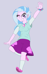 Size: 1400x2200 | Tagged: safe, artist:someguy458, silverstream, equestria girls, g4, bracelet, equestria girls-ified, grin, jewelry, necklace, one eye closed, pearl necklace, seashell, smiling, waving, wink