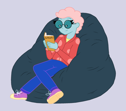 Size: 1600x1400 | Tagged: safe, artist:someguy458, ocellus, equestria girls, g4, beanbag chair, book, equestria girls-ified, glasses, reading, sitting