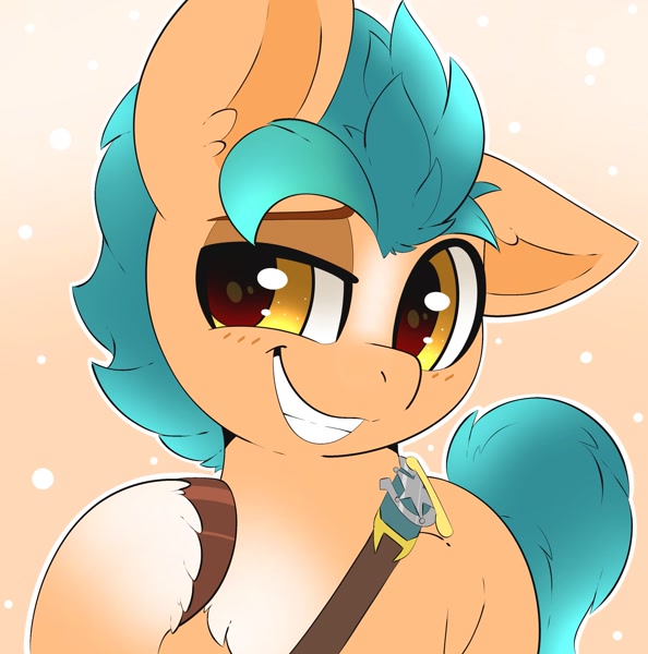 Size: 2851x2880 | Tagged: safe, artist:pegamutt, hitch trailblazer, earth pony, pony, g5, my little pony: a new generation, spoiler:my little pony: a new generation, chest fluff, cute, dreamworks face, ear fluff, featured image, grin, high res, hitchbetes, hoof on chest, looking at you, male, one ear down, sheriff's badge, smiling, smiling at you, solo, stallion, stupid sexy hitch trailblazer