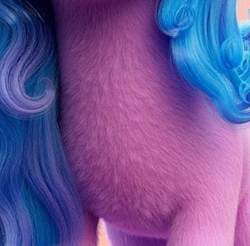 Size: 1205x1184 | Tagged: safe, artist:jonatancatalan, izzy moonbow, pony, unicorn, g5, my little pony: a new generation, spoiler:my little pony: a new generation, behind the scenes, chest fluff, close-up, cropped, female, fluffy, fur, leg fluff, mare, neck fluff, shoulder fluff, solo