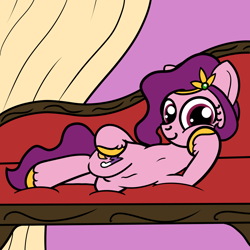 Size: 2000x2000 | Tagged: safe, artist:dafiltafish, pipp petals, pegasus, pony, g5, my little pony: a new generation, spoiler:my little pony: a new generation, adorapipp, cute, draw me like one of your french girls, fainting couch, female, furniture, high res, looking at you, mare, sitting, solo