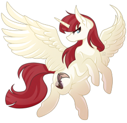 Size: 3600x3500 | Tagged: safe, artist:amazing-artsong, oc, oc only, oc:fausticorn, alicorn, pony, ear fluff, female, flying, high res, mare, milestone celebration, simple background, solo, spread wings, transparent background, wings