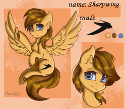 Size: 1892x1642 | Tagged: safe, artist:yuris, oc, oc only, oc:sharpwing, pegasus, pony, abstract background, pegasus oc, reference, smiling, solo