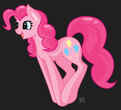 Size: 1004x910 | Tagged: safe, artist:amazing-artsong, pinkie pie, earth pony, pony, g4, black background, ear fluff, female, mare, open mouth, open smile, pixel art, pronking, simple background, smiling, solo