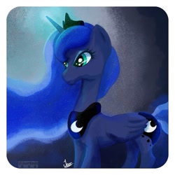 Size: 1125x1125 | Tagged: safe, artist:jearknds, princess luna, alicorn, pony, g4, female, glowing, glowing horn, horn, solo