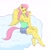 Size: 1716x1747 | Tagged: safe, artist:matchstickman, fluttershy, pegasus, anthro, plantigrade anthro, g4, abs, barefoot, cloud, feet, female, flexing, muscles, muscleshy, muscular female, on a cloud, sitting, sitting on a cloud