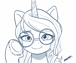 Size: 2910x2400 | Tagged: safe, artist:maren, izzy moonbow, pony, unicorn, g5, my little pony: a new generation, doodle, glasses, high res, simple background, underhoof