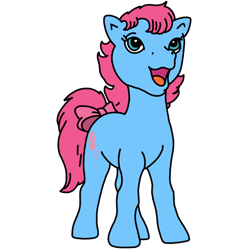 Size: 768x768 | Tagged: safe, artist:warnerbrother65, baby cuddles, earth pony, pony, g1, baby, baby pony, bow, female, filly, open mouth, open smile, simple background, smiling, solo, tail, tail bow, transparent background, vector