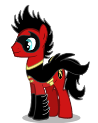 Size: 595x748 | Tagged: safe, artist:casey-the-unicorn, artist:small-brooke1998, earth pony, pony, base used, commission, crossover, dcuniverse, robin, simple background, solo, tim drake, transparent background