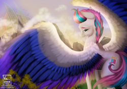 Size: 2751x1925 | Tagged: safe, artist:vinicius040598, zipp storm, pegasus, pony, g5, my little pony: a new generation, spoiler:my little pony: a new generation, female, mountain, solo, spread wings, wings