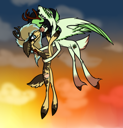 Size: 1849x1921 | Tagged: safe, artist:beamybutt, oc, oc only, deer, pegadeer, pony, antlers, ear fluff, eyelashes, flying, hug, solo, twilight (astronomy), wings