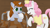 Size: 1920x1080 | Tagged: safe, artist:toshimatsu, derpibooru exclusive, oc, oc only, oc:candi, oc:littlepip, earth pony, pony, unicorn, fallout equestria, bed, blanket, duo, duo female, earth pony oc, eyes closed, fanfic, fanfic art, female, hat, hooves, horn, laughing, mane, mare, new appleloosa, nurse, nurse hat, nurse outfit, open mouth, pillow, raised hoof, tail, unicorn oc