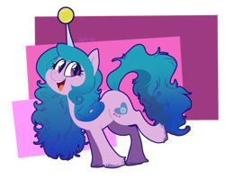 Size: 3400x2700 | Tagged: safe, artist:xekinise, izzy moonbow, pony, unicorn, g5, my little pony: a new generation, spoiler:my little pony: a new generation, ball, cutie mark, high res, horn, hornball, izzy's tennis ball, lineless, long hair, open mouth, open smile, raised hoof, simple background, smiling, solo, tennis ball, transparent background