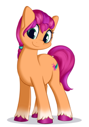 Size: 2265x3240 | Tagged: safe, artist:andelai, sunny starscout, earth pony, pony, g5, my little pony: a new generation, spoiler:my little pony: a new generation, cute, female, high res, mare, simple background, smiling, standing, sunnybetes, unshorn fetlocks, white background