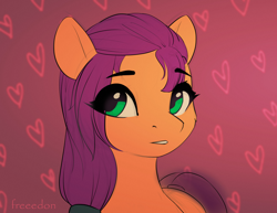 Size: 3000x2316 | Tagged: safe, artist:freeedon, sunny starscout, earth pony, pony, g5, my little pony: a new generation, spoiler:my little pony: a new generation, cute, eye clipping through hair, female, heart, high res, mare, solo, sunnybetes